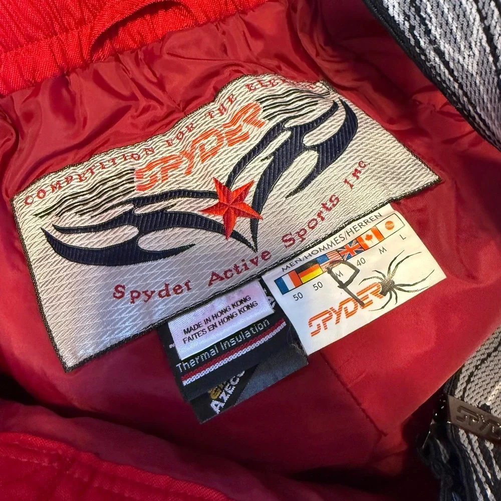 Vintage 1990's Spyder GII Red Yellow Hidden Hood Thinsulate Ski Jacket bibs set
